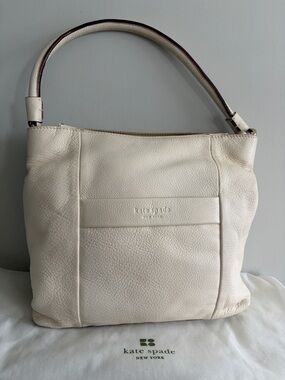 Kate Spade ✨ Rare Cream Pebbled Leather Shoulder Hobo Bag